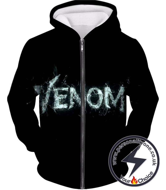 Amazing Venom Promo Logo Black Zip Up Hoodie